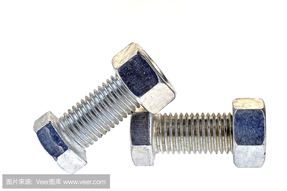 螺栓和螺母,隔離在白色背景上